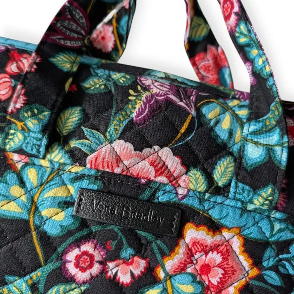Vera Bradley Iconic Travel Hanging Organizer Vines Floral Print Black Green